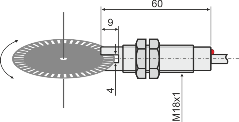 Илюстрация на диск с шлицов датчик OV1-18.24.F