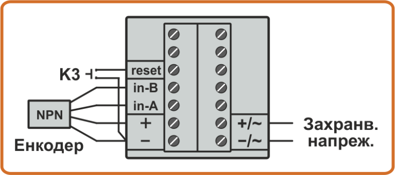 Схема на свързване на NPN енкодер към брояч CD6-6R