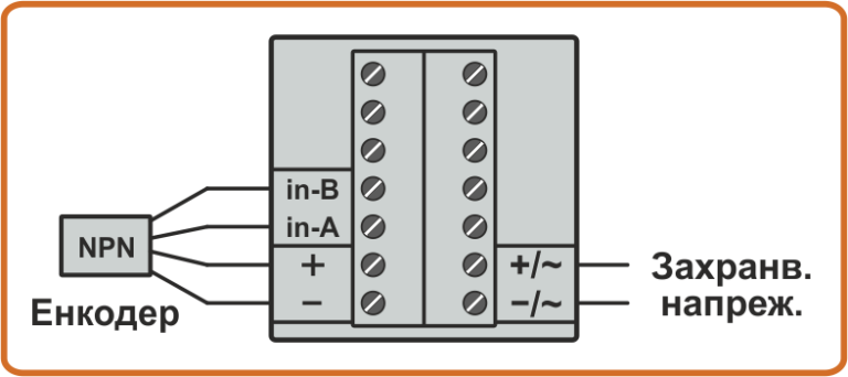 Схема на свързване на NPN енкодер към входа на оборотомер CMD6-3R
