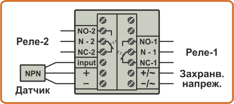 Схема на свързване на NPN датчик към входа на скоростомера SMD6-2M, SMD6-2S