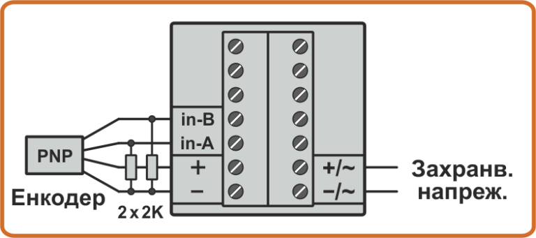 Схема на свързване на PNP енкодер към контролер