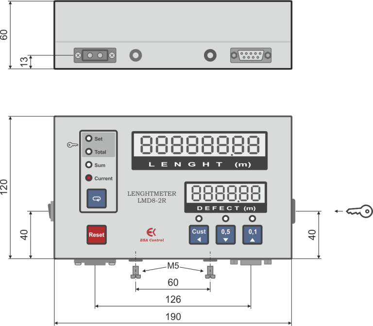 Overall dimensions of the housing 190x120x60 of the controller