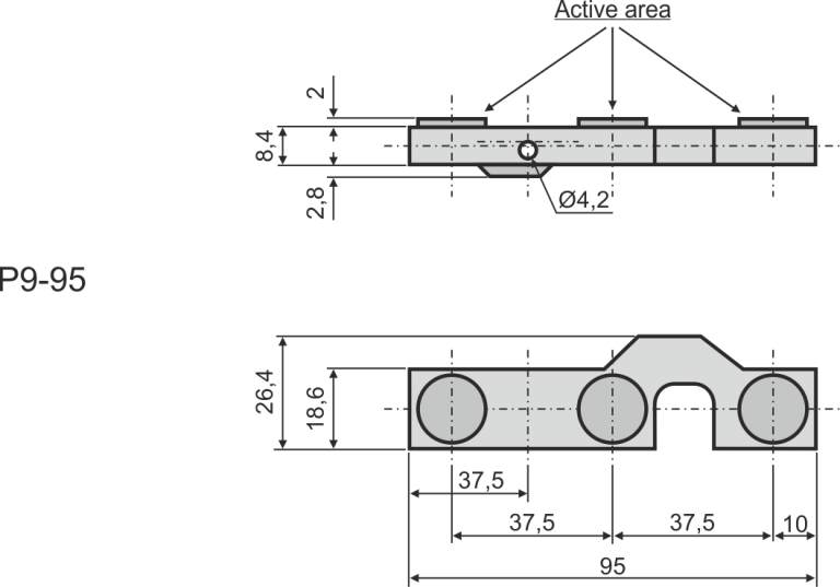 Overall dimensions of inductive sensor P9-95