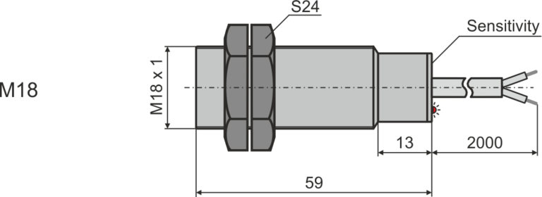Overall dimensions of the capacitive sensor M18