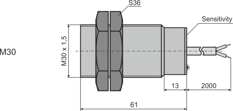 Overall dimensions of the capacitive sensor M30