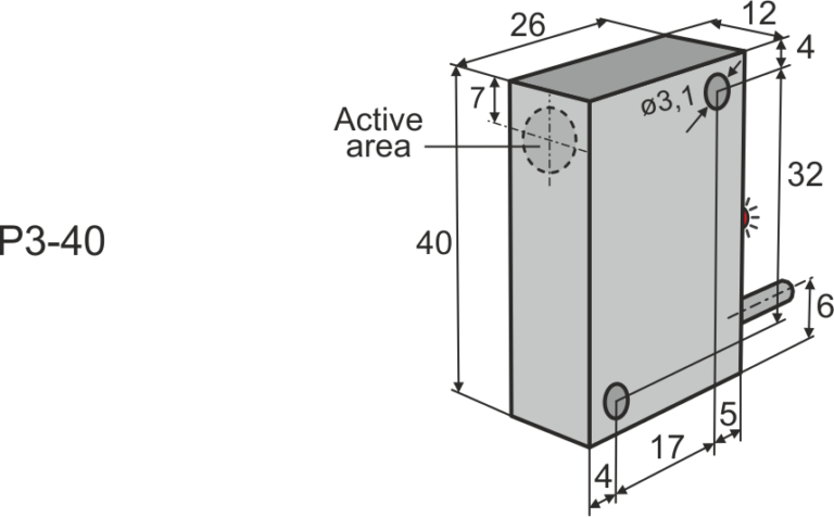 Overall dimensions of inductive sensor P3-40, L=40