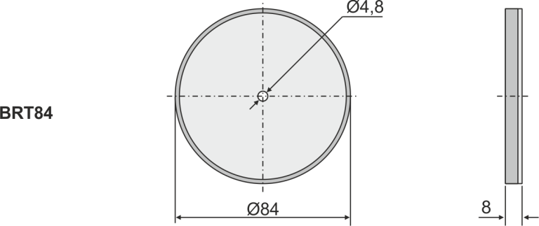 Overall dimensions of BRT84 reflector