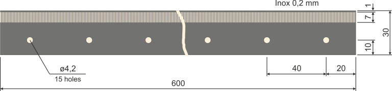 Dimensions of the raster measuring line L = 600 mm