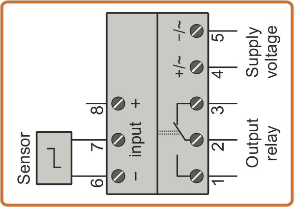 Scheme of connection of 2-wire sensor to timer TAS2-30S