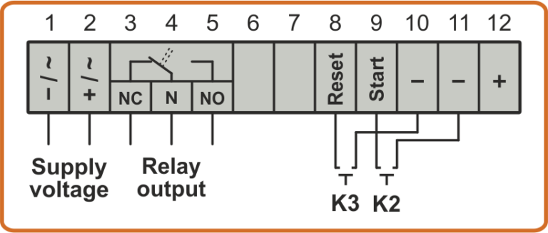 Scheme of connection of the start button to the TDE4-3L and TDT4-2L timer