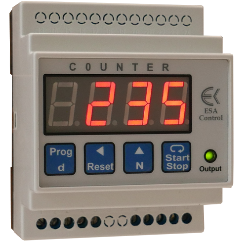Digital pulse counter for DIN-rail