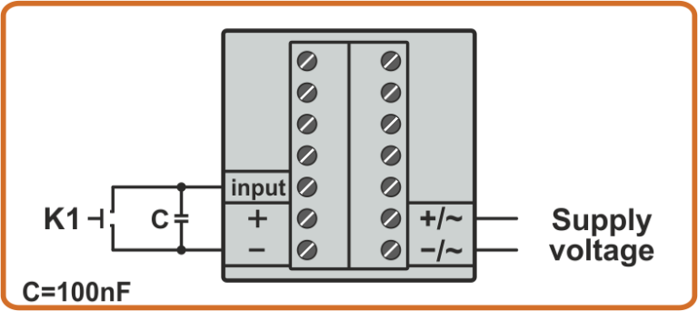 Wiring diagram of switch K1 to the input of the CMD6-1 rev-counter