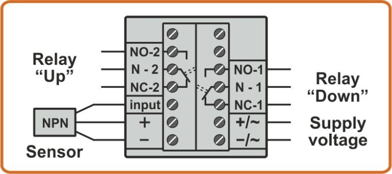 Wiring diagram of NPN sensor to the input of the CMD6-2W rev-counter