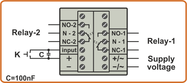 Diagram of connection of switch K to the input of FMD6-2 frequency meter
