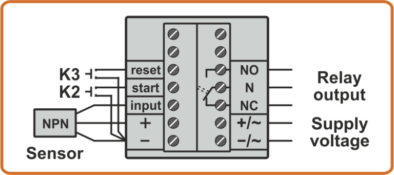 Scheme of connection of NPN sensor to counter