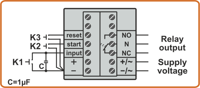Scheme of connection of a button switch to a counter