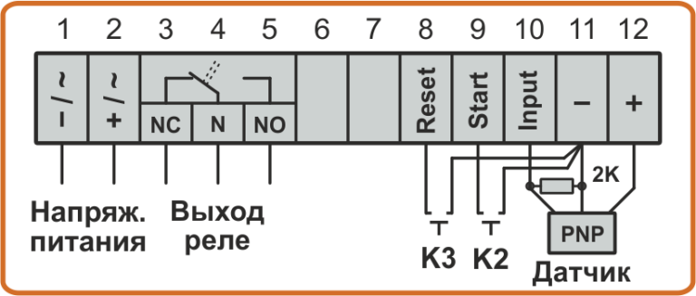 Схема подключения датчика PNP к контроллеру для монтажа на DIN-рейку
