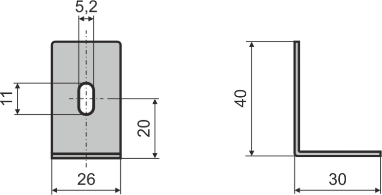 Размеры монтажных пластин для защитного оптического барьера SLC3